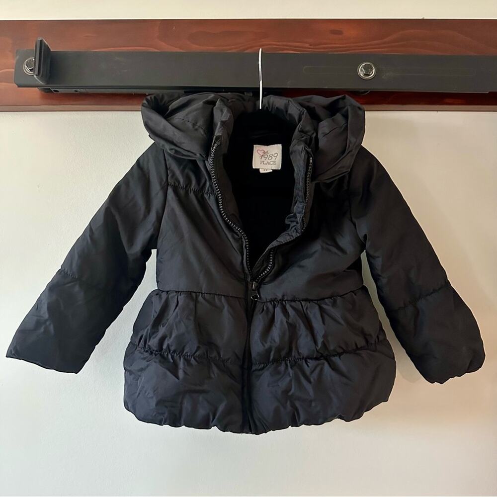 The Children’s Place Black Hooded Puffer Jacket – Toddler 2T – Warm Winter Coat